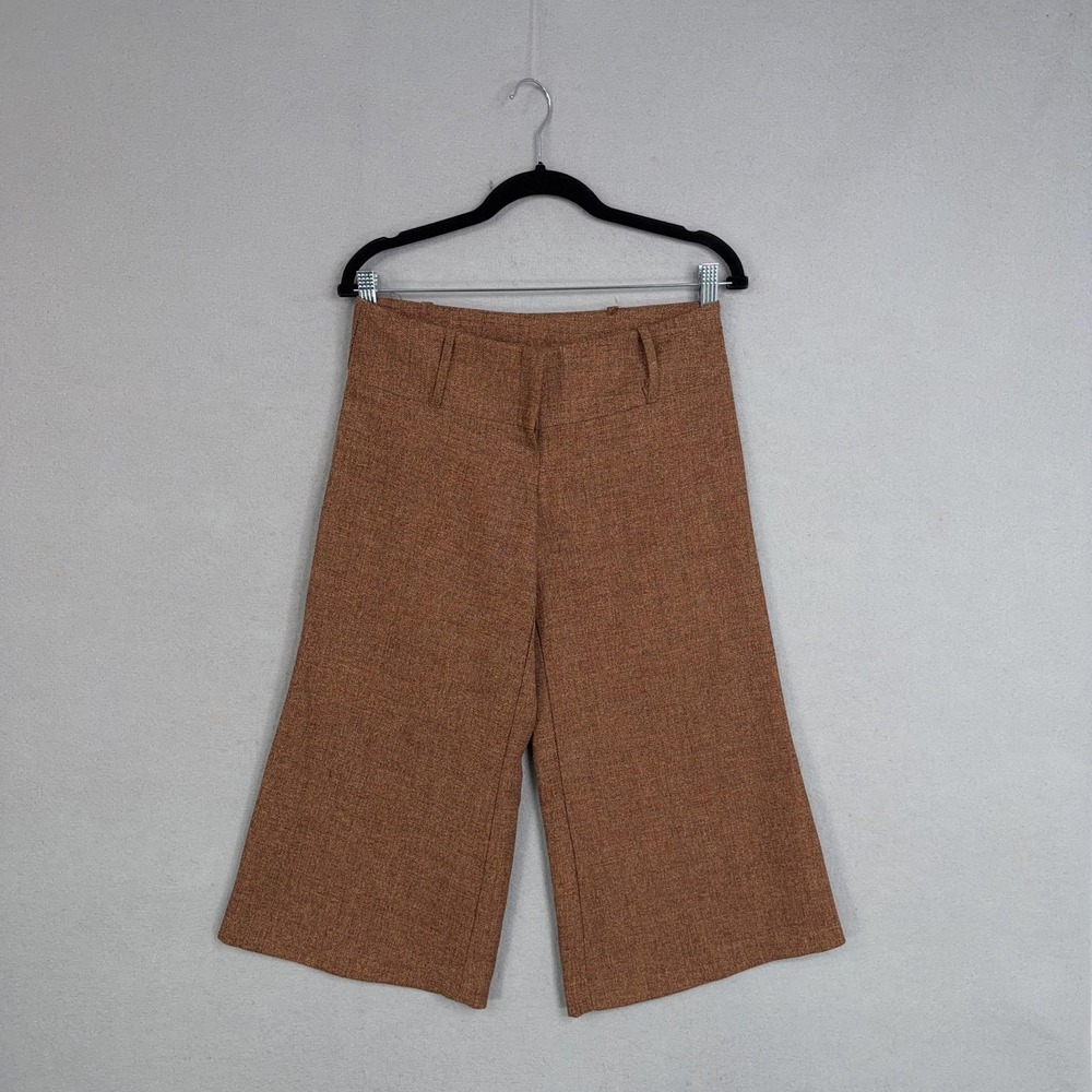 Spring Street Pants Womens 7 Brown Tweed Wide Leg Capris Herringbone USA